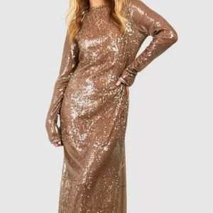 BOOHOO SEQUIN COLUMN MAXI DRESS